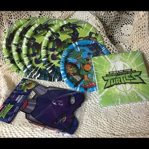 Ninja Turtles Birthday Party Supplies Plate Napkin TMNT hats retro 90’s